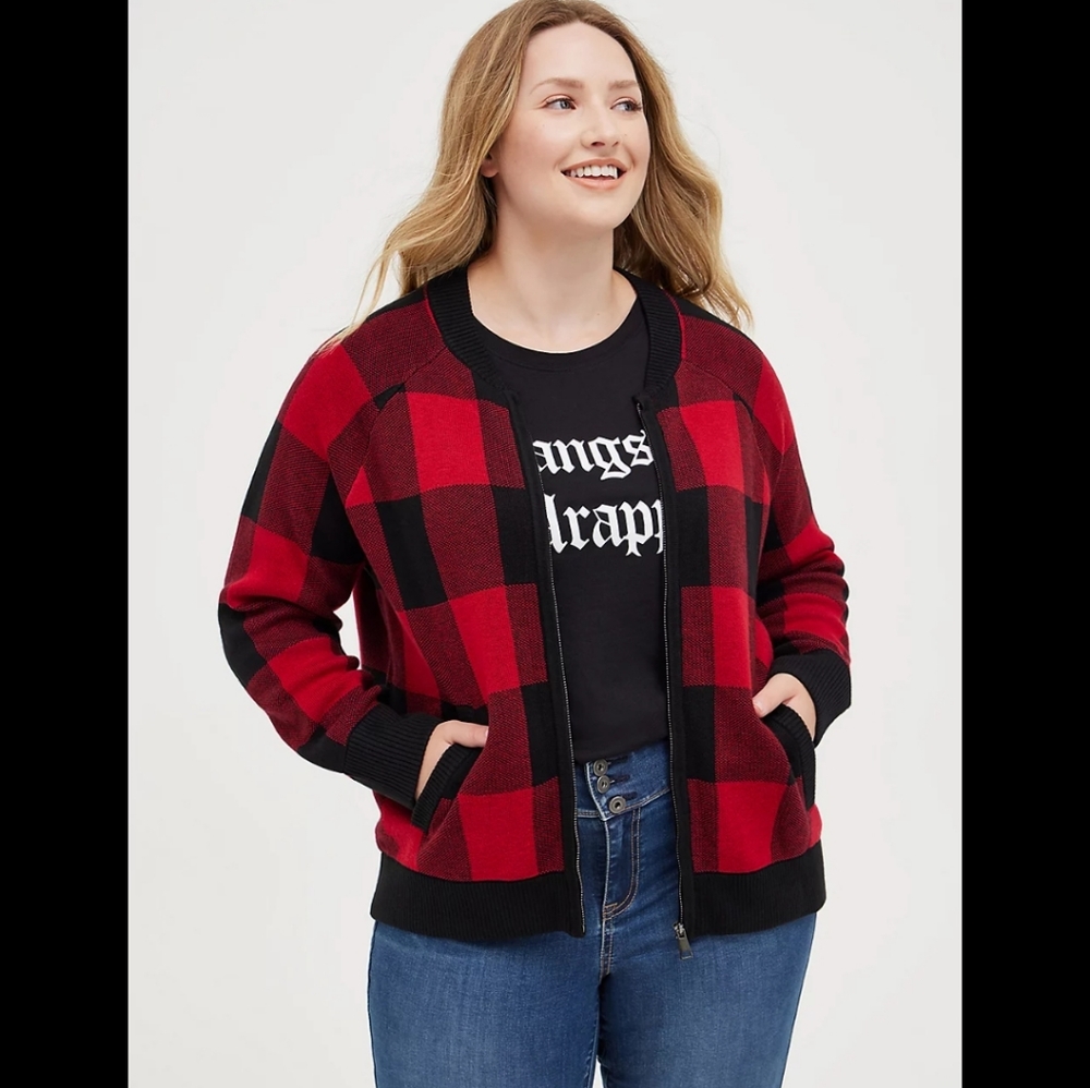 TORRID RED PLAID JACKET SZ 1